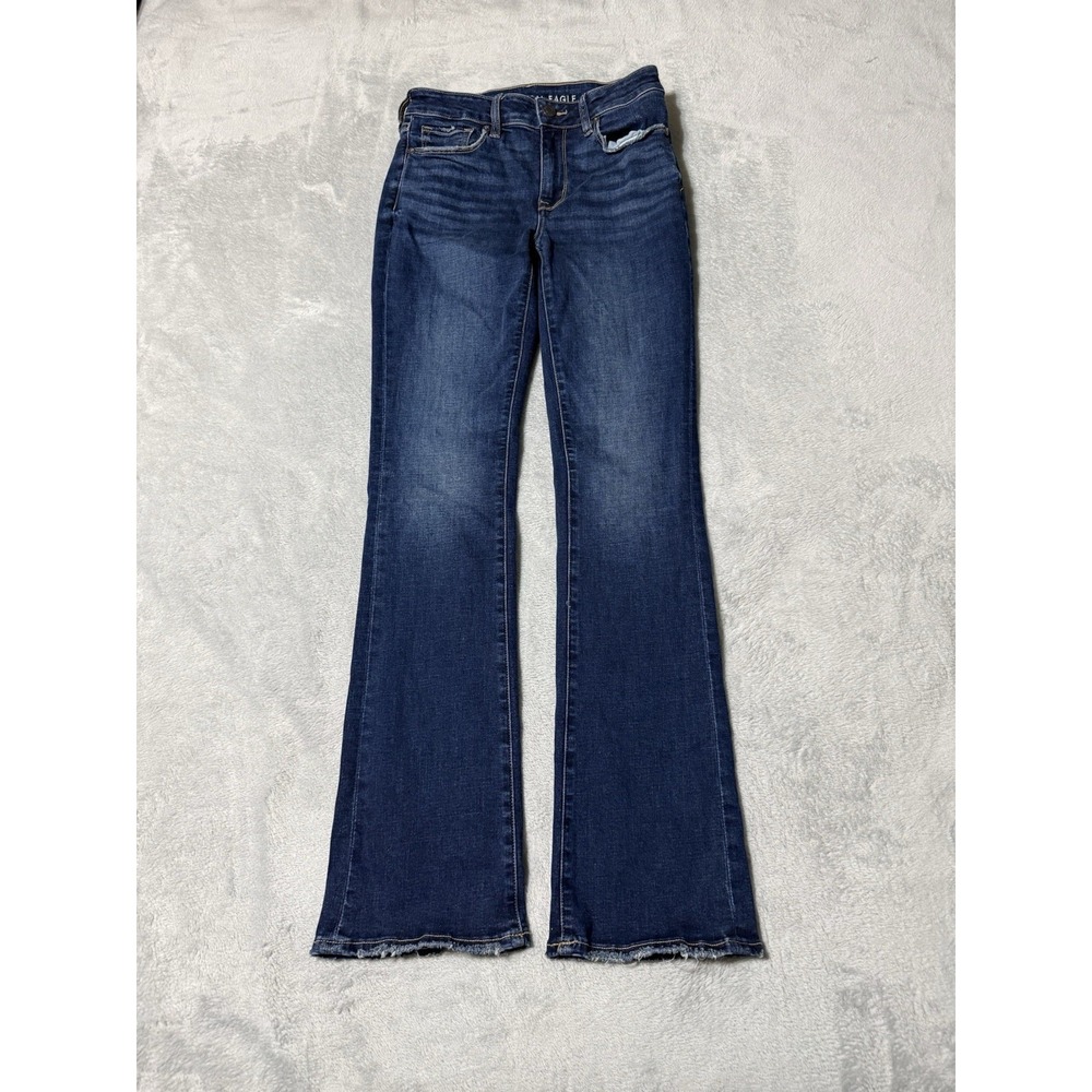 American Eagle Jeans Womens 2 Reg Blue High Rise Skinny Kick Bootcut 25x30.5